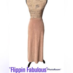 Vintage Notations~Brown Micro suede like Skirt size small